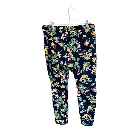 Old Navy Blue Floral Office‎ Secret Slim Pocket Straight Leg Pixie Pants Size 16 - Picture 9 of 12